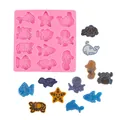 Pink marine life silicone mold for DIY fondant cake decoration and chocolate making - 12-Hole Marine Biological (50-2453) / Pink