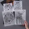 Kreative Tier-Zeichenschablonen mit Löwe, Tiger, Einhorn und Hirsch für DIY-Kunstprojekte. - Kreatives Tier-Thema / 4er-Set