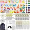 Coffret complet de moules en résine alphabet DIY avec outils et accessoires de bijouterie - Kit de Bijoux en Résine Complet (84031)