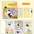 Panda-themed children's solid watercolor painting set with 24 unique coloring cards - 8 Colors + 24 Cards + 1 Water Brush / Sugar Cube - Panda Paradise