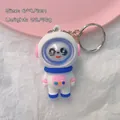 Cute panda astronaut keychain made of white silicone with pink and blue accents - Panda / 6x3.5cm
