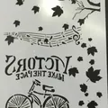 DIY hollow stencil template with maple leaves bicycle and music notes for painting - Black Music Bicycle Style (56108)