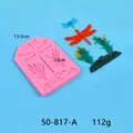 Rosa Silikonform mit Libellen und Pflanzen, 13,5x10cm, für DIY-Kuchendekorationen - 50-817-A