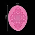 Hochpräzise rosa ovale Spitze Silikonform für DIY Fondant und Schokoladenkuchen Dekoration - Ovaler Blumen-Spitzenstil (50-1202) / 7.8x6cm / Rosa