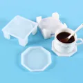 DIY silicone coaster mold set with square storage box for resin crafting - Square Hollow Coaster Box + Hexagon Mold (60-793)