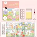 Rabbit themed solid watercolor painting set for kids with 24 coloring pages - 8 Colors + 24 Cards + 1 Water Brush / Sugar Cube - Floral Rabbit