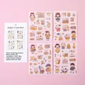 4 planches d'autocollants washi mignons fille et cochon pour scrapbooking et DIY - 4 pièces / Nourriture de Cochon