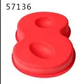 Stampo in silicone rosso 3D numero 8 per torte di compleanno fondente e cioccolato - Stile Numero 8 (57136) / Pezzo Singolo / Rosso