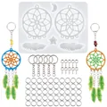 Comprehensive 66-piece DIY resin dreamcatcher mold kit with silicone mold and accessories - 66-Piece Set