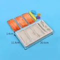 Rechteckige Silikonform mit Holzmaserung und Muscheln für Tortendekoration 20,6cm - 50-827-B