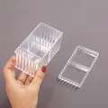 Transparent ribbed acrylic stationery storage box with lid for desktop organization - Two grids (with lid)