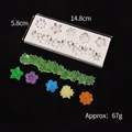 Floral silicone fondant mold for cake borders showing dimensions and weight info - 50-2912-B (14.8x5.8cm) / White