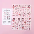 Lot de 4 feuilles d'autocollants washi fille dessin animé rose pour décoration de journal - 4 pièces / Quotidien des Filles