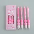 Set of 4 cute pink quick-drying gel pens featuring soft decompression grip for comfortable writing - 0.5mm (4 Pieces Pack) / Pink