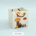 Compact square cartoon bear print paper gift bag with brown rope handle size 10x10x10cm - Mushroom Bear (Small) / 10*10*10cm