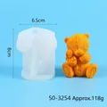 3D teddy bear silicone candle mold with dimension markings and weight details - Hugging Bear (50-3254-D) / Approx. 118g