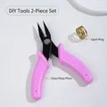 Professional 2-piece jewelry DIY tool set with pink needle-nose pliers and gold ring - Needle-nose Pliers And Open Ring
