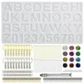 Complete DIY resin mold set including alphabet and number silicone molds plus craft tools. - PA011