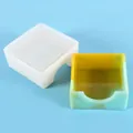 Square silicone mold for DIY resin storage box craft set with finished specimen piece - Square Coaster Storage Box Mold (60-797)