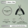 White gold DIY jewelry making kit components including pliers and 0.4mm steel wire - With Needle Nose Pliers / Set 1 / White Gold