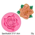 Rose-shaped pink silicone fondant mold for cake decoration and DIY resin crafts 5x5x1.4cm - Small Rose Style (50-1222) / 5x5x1.4cm / Pink