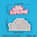 Happy Birthday Silikonform für Fondant-Kuchendekoration, Größe 8,8 x 5 x 1,1 cm - Schleife Herz Happy Birthday Stil (50-2242-B) / Form 8.8x5x1.1cm