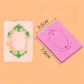 Retro relief mirror frame silicone mold for fondant and chocolate cake decorating crafts. - Oval Lace Mirror Frame (50-1320-A) / Pink
