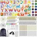 DIY Resin Alphabet and Number Mold Set with Jewelry Making Tools and Colorful Glitter - Y003