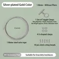 Detailed view of DIY jewelry making kit with 0.4mm steel wire, OT clasp and crimp beads - Without Pliers / Set 1 / White Gold