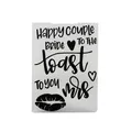 Close-up of a hollowed-out drawing stencil featuring romantic wedding themed English phrases - Wedding Theme (58043)