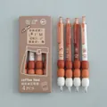 Set of 4 coffee-themed gel pens with ultra-soft stress-relief grips and quick-dry ink. - 0.5mm (4 Pieces Pack) / Brown