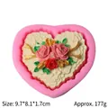 Heart-shaped rose silicone fondant mold, dimensions 9.7x8.1x1.7cm, weight approx 177g. - Heart Rose Style (50-672) / 9.7x8.1x1.7cm / Pink