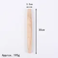 Detail of 30cm solid beech wood rolling pin with 3.5cm diameter and 195g weight. - Spindle Tapered Style (J2503243-B) / 3.5*30cm / Natural Wood Color
