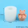 3D Cartoon Bear Silicone Mold for DIY Candles and Crafts with 7.5cm Height and Cupcake Base - Sitting Bear (50-3347) / Approx 270g