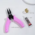 Jewelry DIY tool kit including pink needle nose pliers, open ring, and adhesive glue - Pliers With Open Ring And Glue