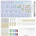 Kit complet de moules en silicone alphabet et chiffres DIY avec crochets et glands. - Ensemble Moule Alphabet Miroir (PA076)