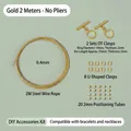 Kit de joyería DIY con cierres dorados, cable de acero y cuentas de crimpado para collar - Without Pliers / Set 2 / Chapado en oro 14K