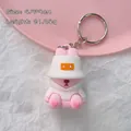 Schattige roze cartoon beer sleutelhanger met witte hoodie en hoed, maat 4,5x3cm - Roze Witte Beer / 4.5x3cm