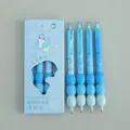 Set of 4 sky blue retractable gel pens featuring super soft decompression silicone grips - 0.5mm (4 Pieces Pack) / Blue