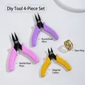 4-piece DIY jewelry tool set including round nose, needle nose and cutting pliers - Three Pliers And Open Ring