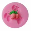 Strawberry shaped pink silicone fondant mold for cake decorating and DIY crafts. - Lychee Style (50-73) / Pink