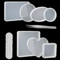 Kit completo de moldes de silicona para pendientes DIY con varias formas y pinzas - Moldes Geométricos Con Pinzas Y Protectores De Dedos Juego (84008)
