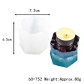 Detail view showing geometric silicone mold for DIY resin candle holder with dimensions shown. - Large Hexagon Ornament Silicone Mold (60-752)