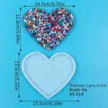 Grande stampo in silicone a cuore per sottobicchieri in resina con misure dettagliate - Piccolo Cuore Stampo da Esposizione (60-414)