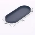 Detailed dimension view of a 21.5cm oval silicone storage tray in dark gray color - Dark Gray Oval (J230914-A)