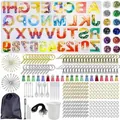 Complete alphabet and number resin mold kit with jewelry making accessories. - Y013