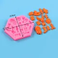 High-quality detailed view of Christmas silicone mold with size markings and molded shapes - Hexagon Santa Set (50-3367-A) / 12.4x10.9cm
