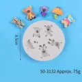 White circular silicone mold with mini bear shapes for DIY fondant and chocolate crafts - 50-3132 Gray
