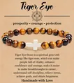 Natuurlijke 8mm tijgeroog stenen kralen armband met wit kruis bedeltje op cadeaukaart - Gele Tijgeroog