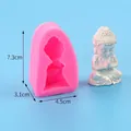 Moule en silicone rose en forme de Bouddha pour bougies parfumées et décors DIY - Style Bouddha (50-3388-A) / Rose